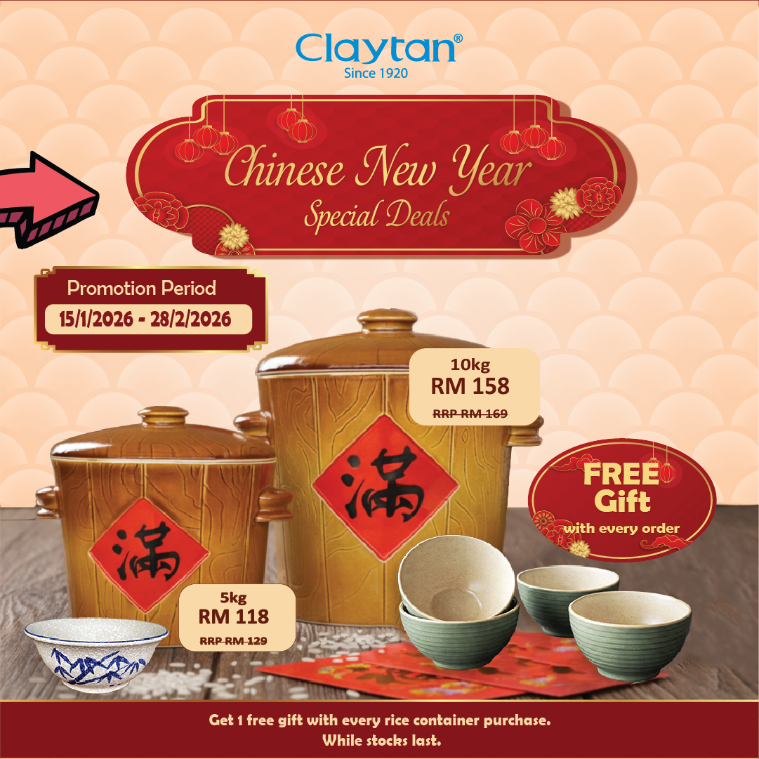 CLAYTAN RICE CONTAINER WITH CHINESE WORDING