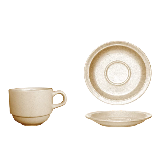 SPECKLE BEIGE SCC21 & SSC16 Stacking Cup 210ML With Saucer (SE)
