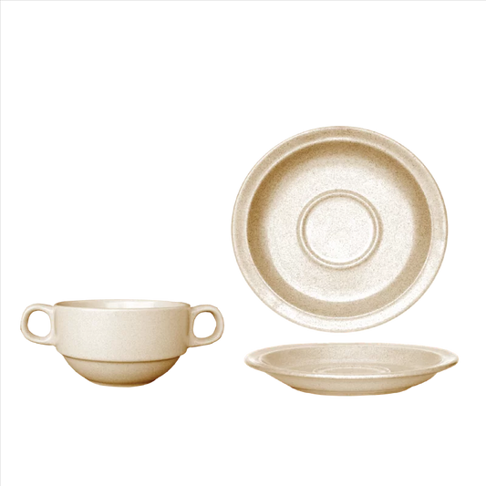 SPECKLE BEIGE SCH23 & SSH16 Consomme Cup 240ML With Saucer (SE)
